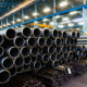 Large stack of steel pipes